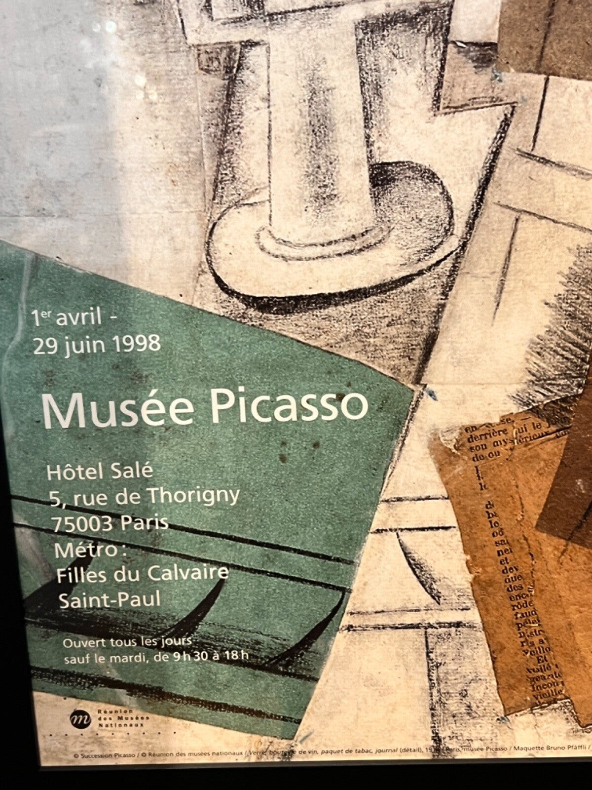 Vintage Poster. Museum Picasso Collages Exhibition Print, Wall Art Cubist / RARE