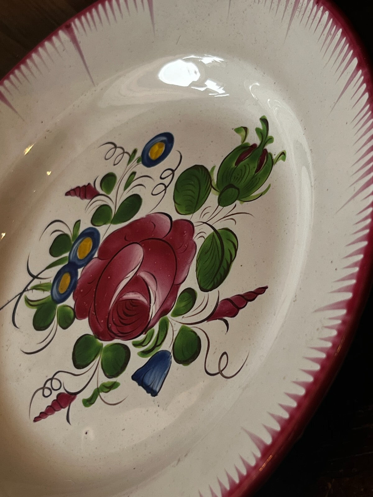 Antique Faience Plates Pink Roses, Decorative Kitchen Decor / French Table / 4pc