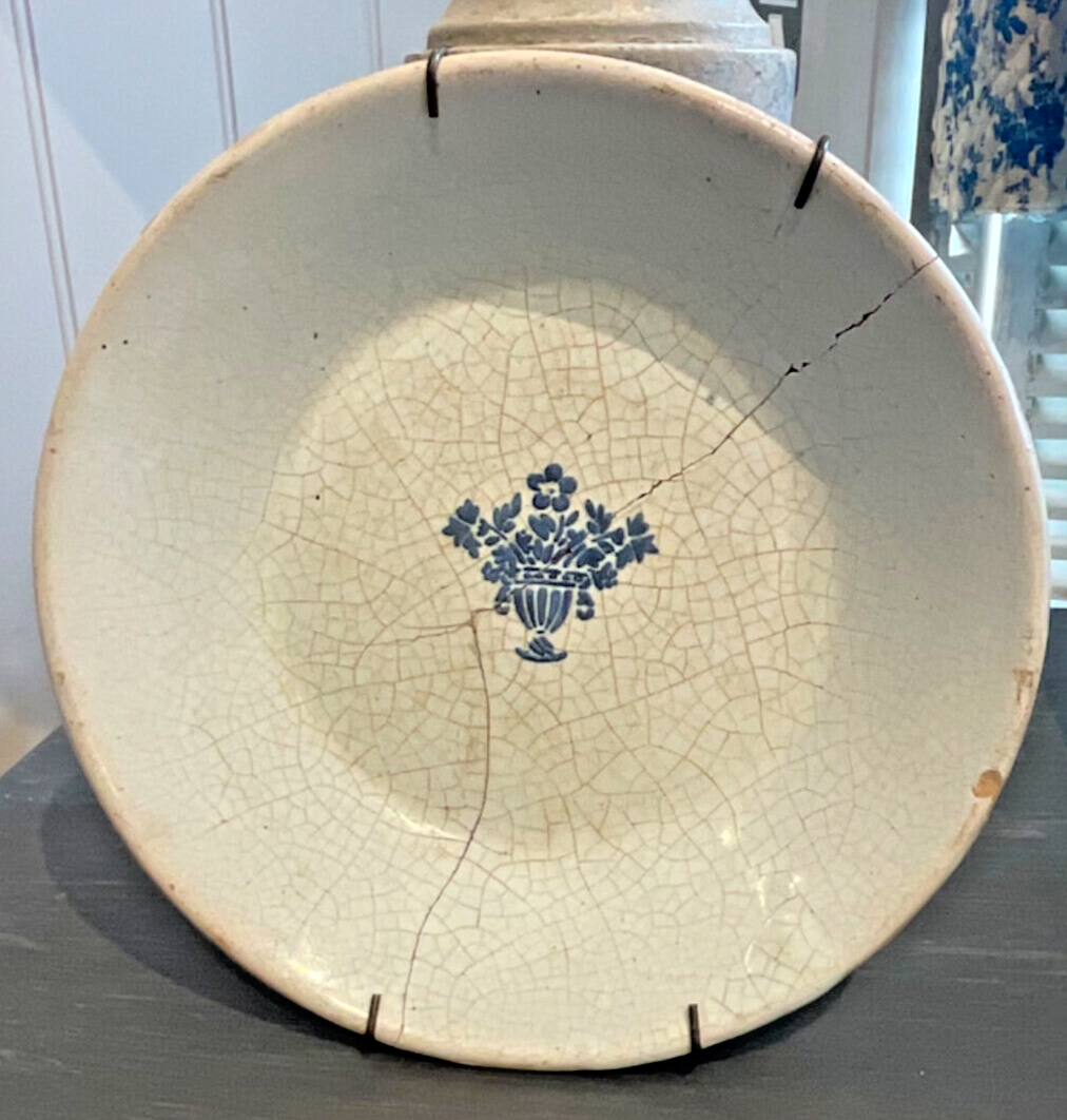 Antique French Plate Blue & White, Decorative Wall Art /18C Collector's pottery