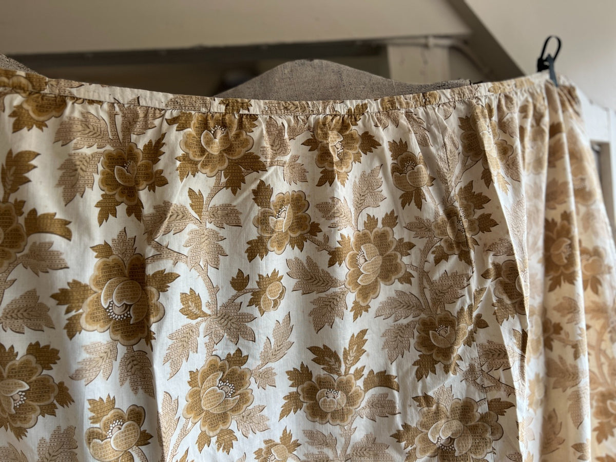 Vintage Floral Fabric French Sepia & Sand Floral Textile for Furnishing Projects