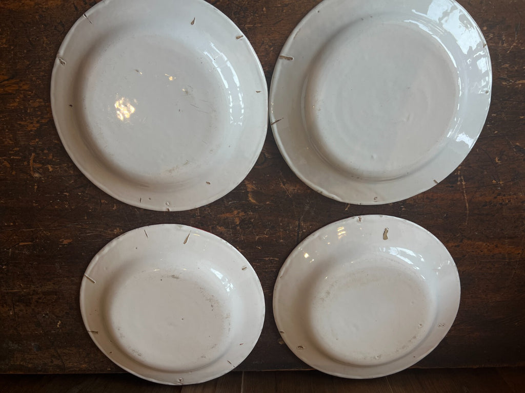 Antique Faience Plates Pink Roses, Decorative Kitchen Decor / French Table / 4pc