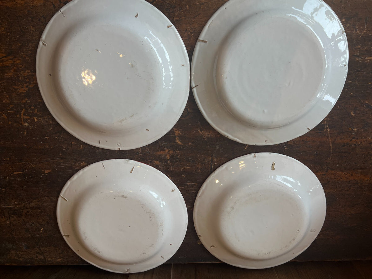 Antique Faience Plates Pink Roses, Decorative Kitchen Decor / French Table / 4pc