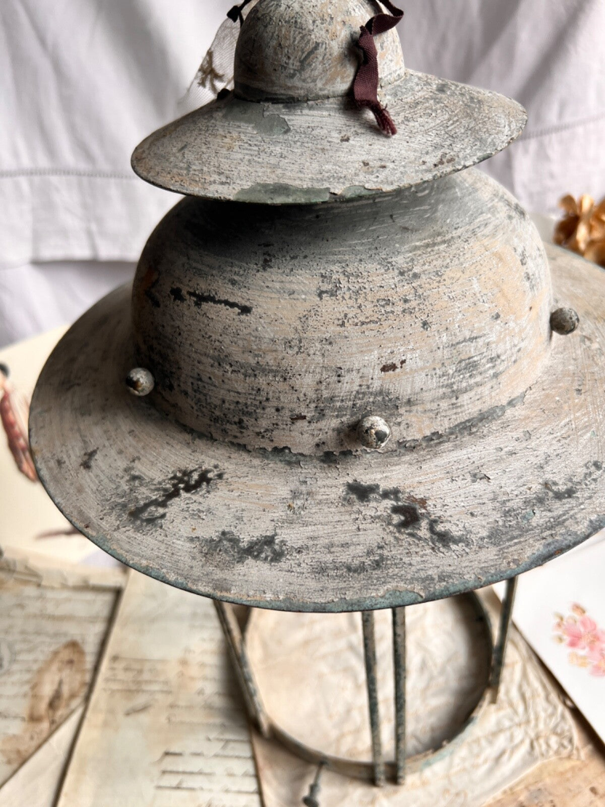 Antique French Light. Vintage Outdoor Pendant. Architectural Antiques/ Verdigris