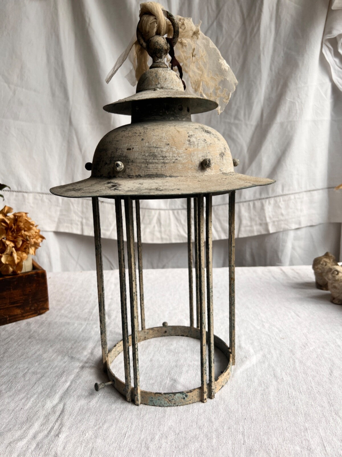 Antique French Light. Vintage Outdoor Pendant. Architectural Antiques/ Verdigris
