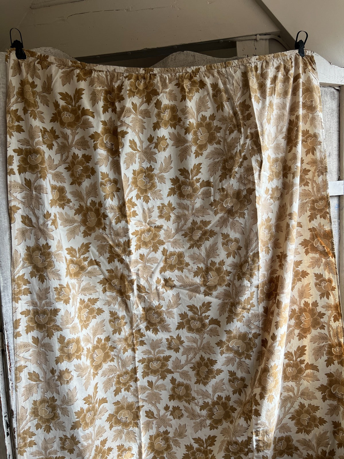 Vintage Floral Fabric French Sepia & Sand Floral Textile for Furnishing Projects